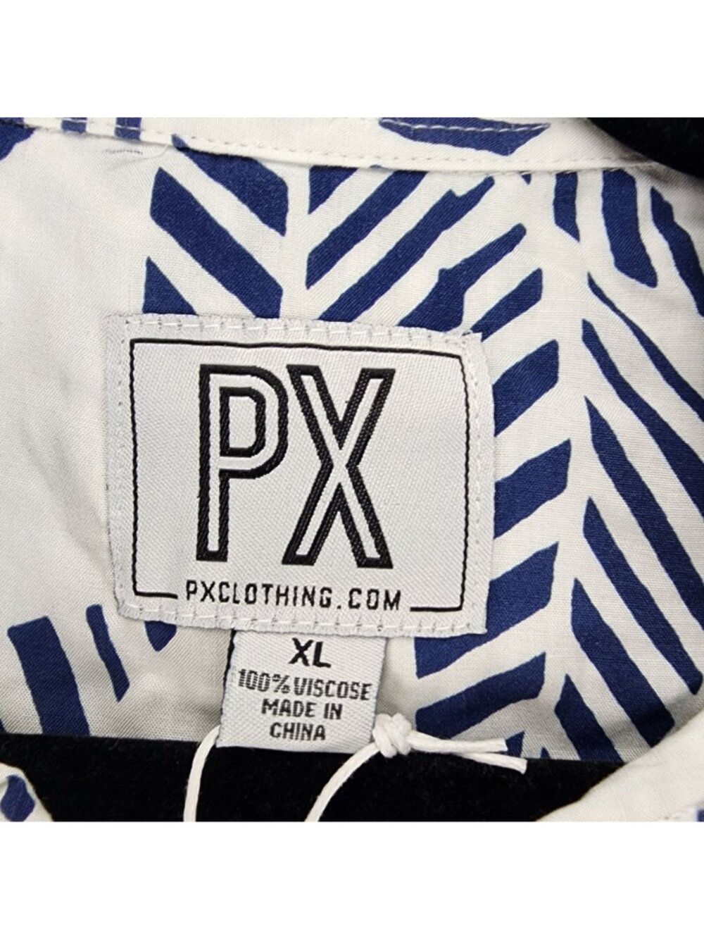 PX Shirt Mens XL White & Blue Print Short Sleeve Button Up *NWT* - Picture 3 of 10
